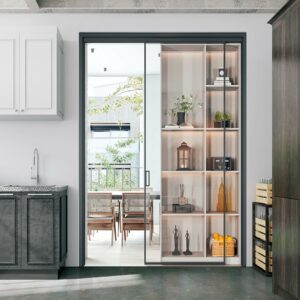 Modern Aluminum Interior Bathroom Bifold Four Door Featuring Stylish Glass Design