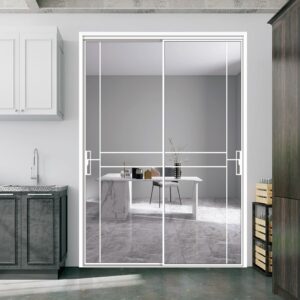 Interior Aluminum Black Frame Bathroom Sliding Door with Tempered Glass