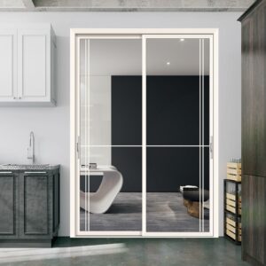 Interior Big Sliding Black Horizontal Opening Glass Door for Elegant Entrances