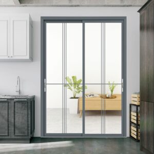 Vertical Interior Big Sliding Modern Glass Door for Stylish Home Entrances