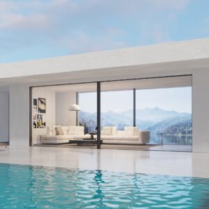 Vertical Opening Interior Pattern in Bathroom Aluminum Sliding Door