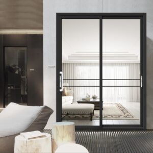 Soundproof Double Glazed Thermal Interior Break Modern Aluminum Sliding Glass Door