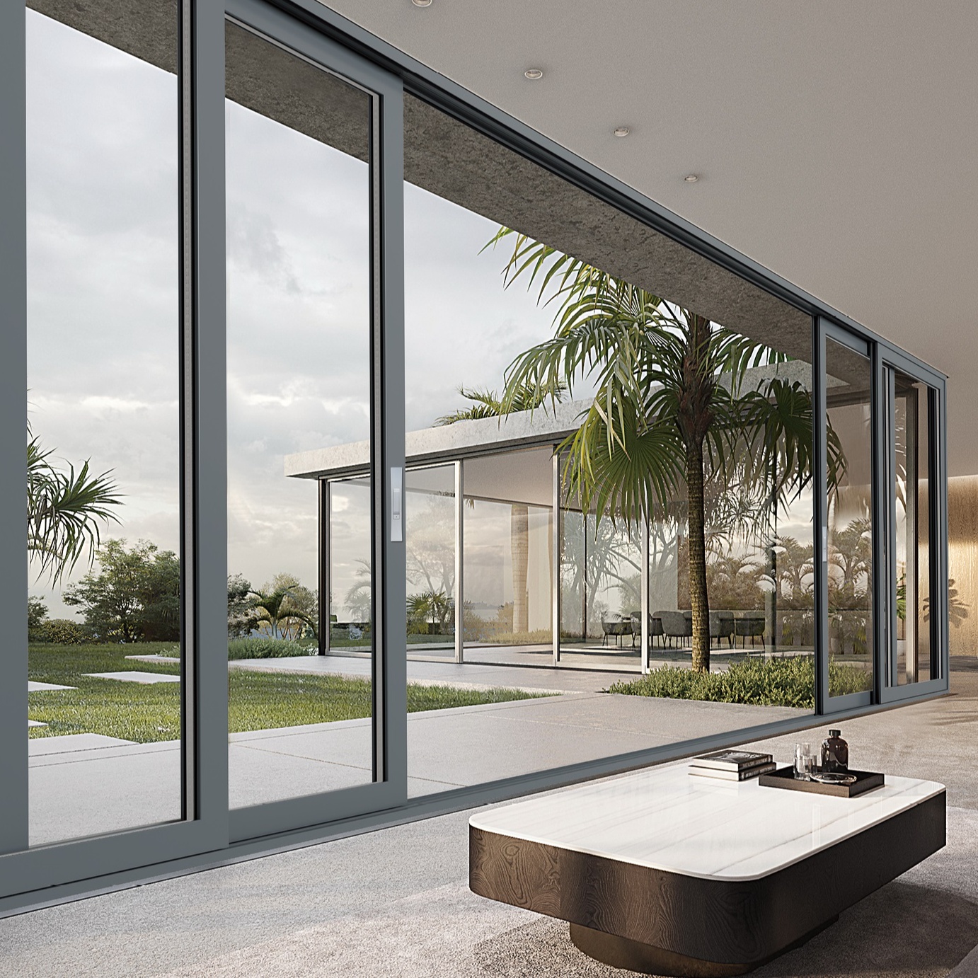 American Style Featuring Horizontal and Steel Aluminum Alloy Glass Door