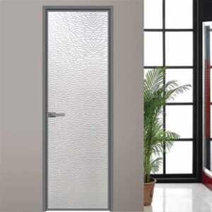 Europe Style Aluminum Alloy Frame White Coating Tempered Glass Entrance Door