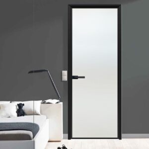 European Style Aluminum Alloy Sliding Interior Door with Frosted Glass Panel