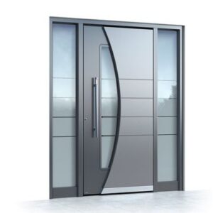 Contemporary Exterior Metal Blue Glass and Electrophoresis Residential Interior Swing Door