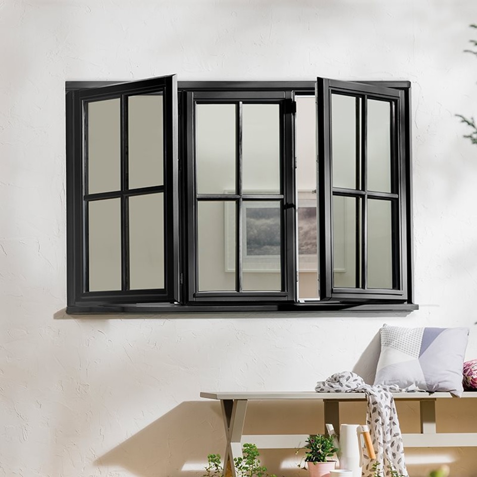 Aluminium Black Swing Glass Window with Tailored Color Options for Home Design